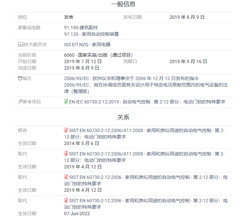 Particular requirements for household automatic controls EN IEC 60730-2-12:2019