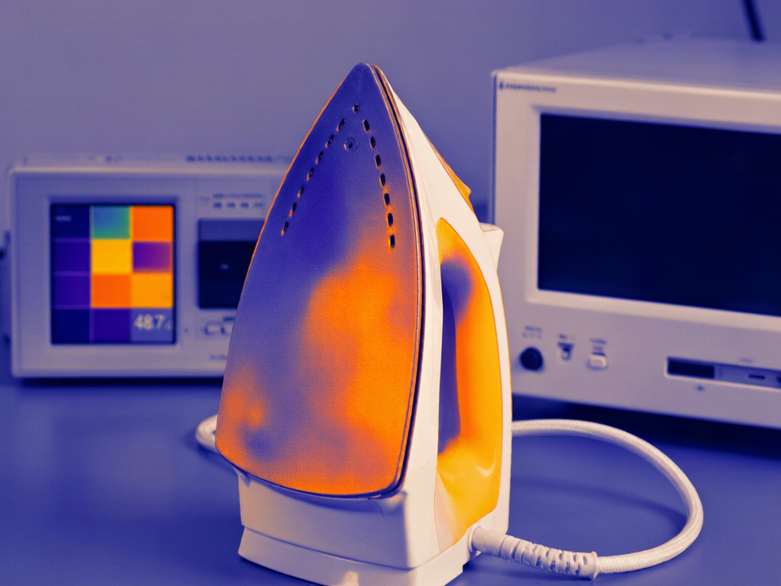 Thermal imaging of electric iron safety test