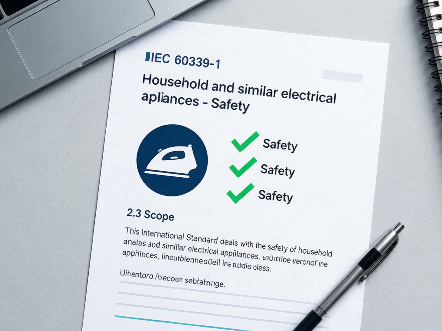 IEC standard document with electric iron icon