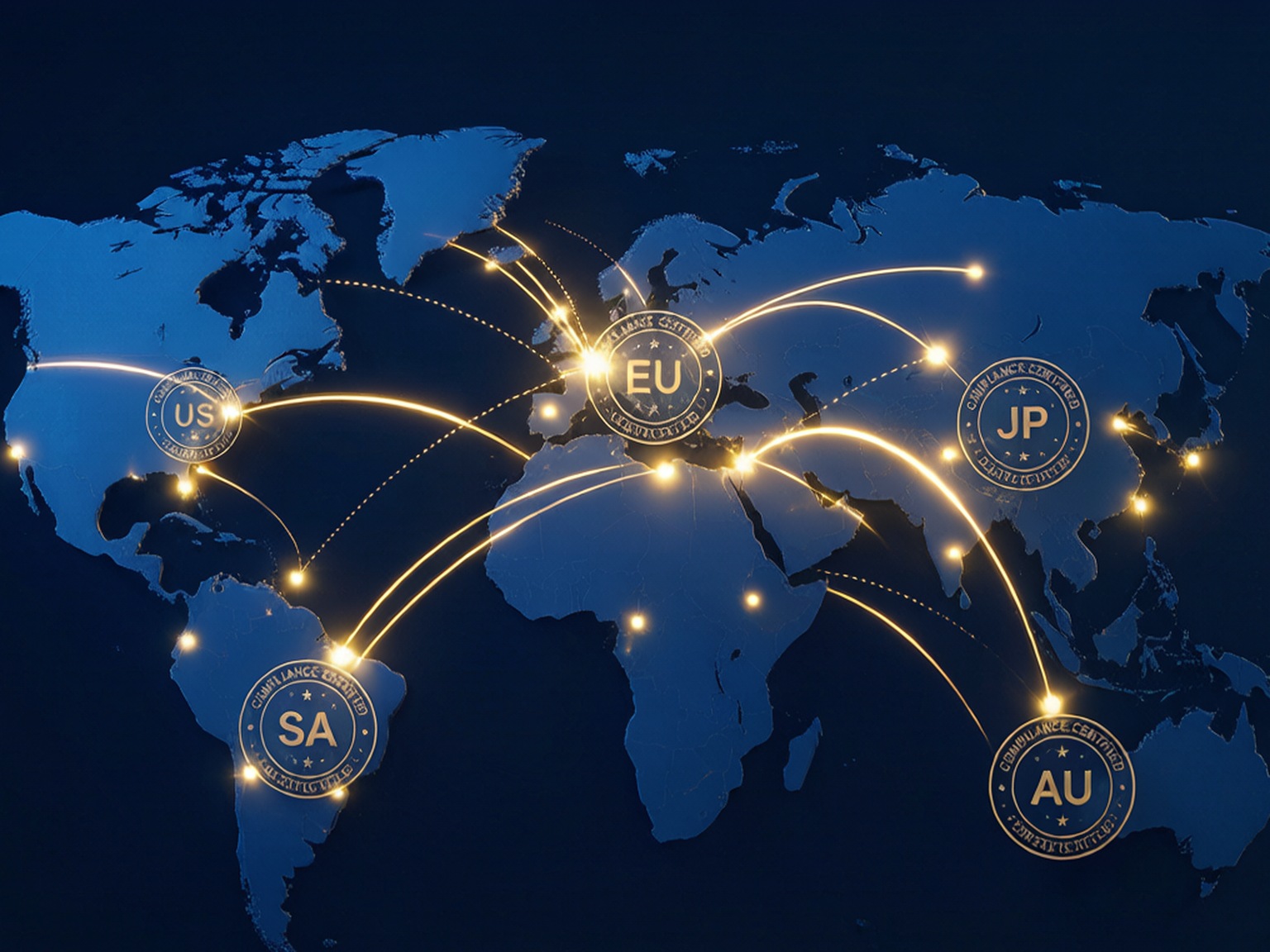 World map of multi-market compliance shipping