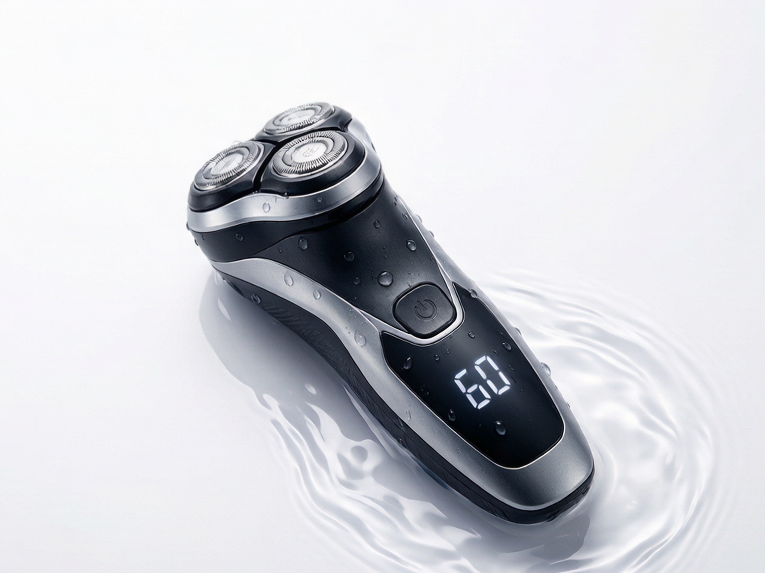 Electric shaver product on white background