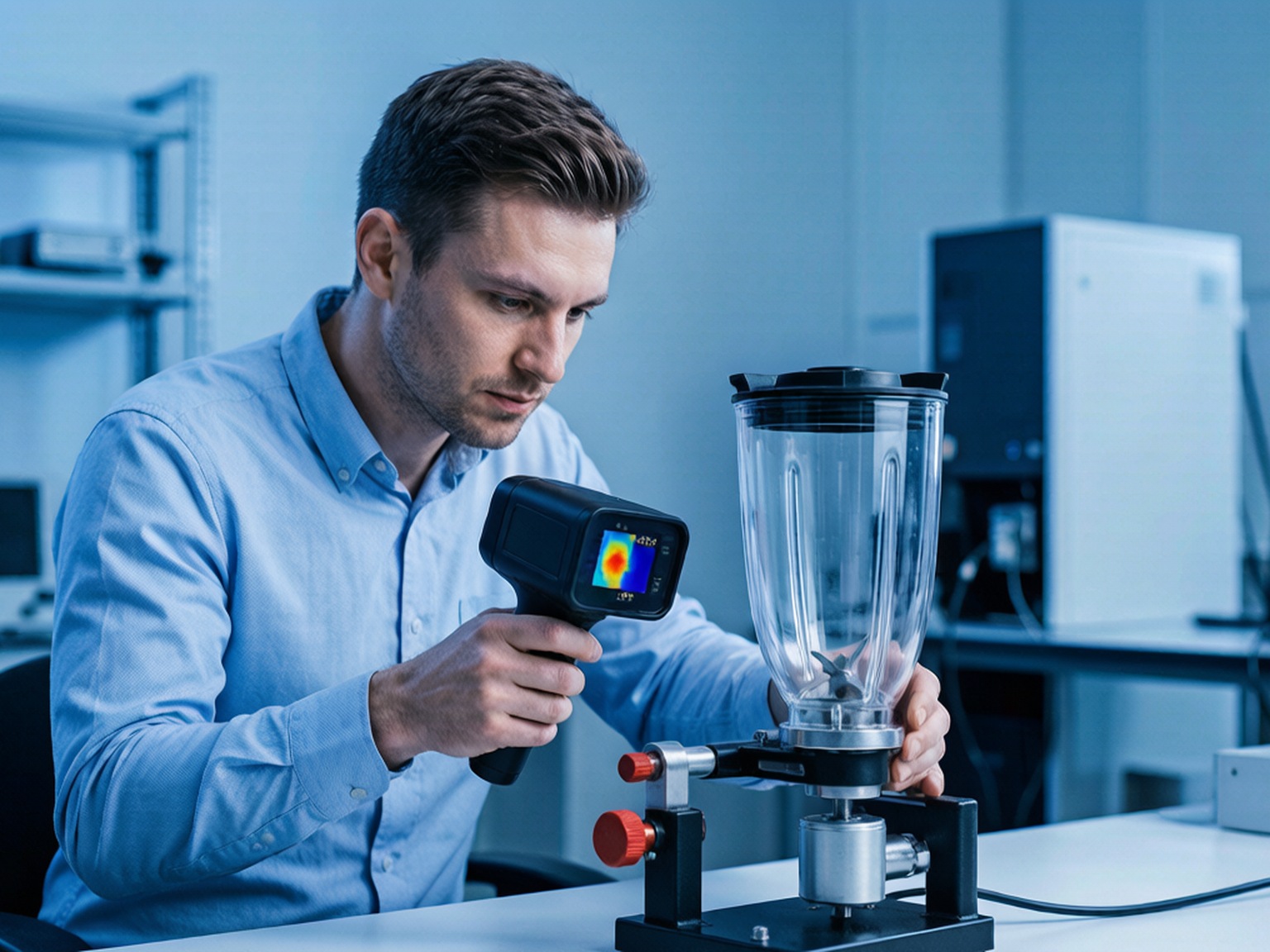 Blender blade assembly and temperature-rise testing lab